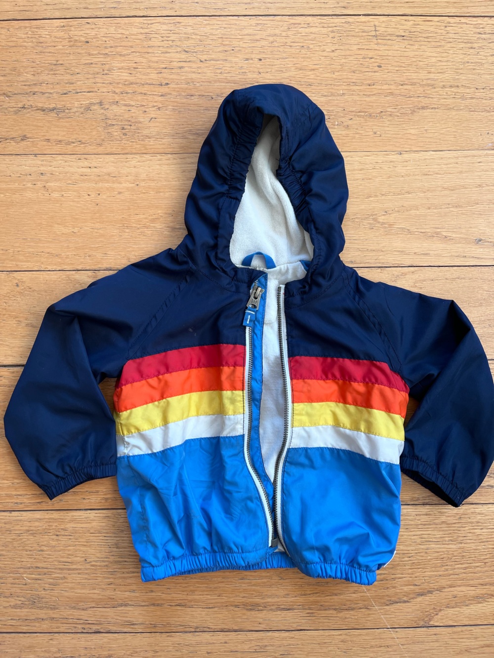 GAP Navy Hooded Windbreaker with Stripes